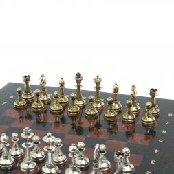 Шахматы с металлическими фигурами "Стаунтон" доска 28х28 см лемезит