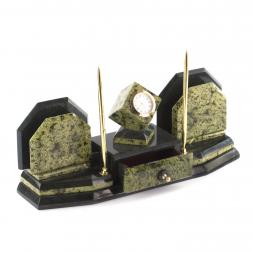 Письменный прибор "Куб" камень змеевик