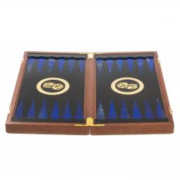 Настольные нарды "Восточные" с гравюрой камень лазурит Златоуст