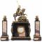 Каминные часы из бронзы "Георгий Победоносец" с подсвечниками камень яшма