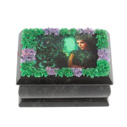 Шкатулка "Хозяйка медной горы" змеевик 10х6,5х6 см