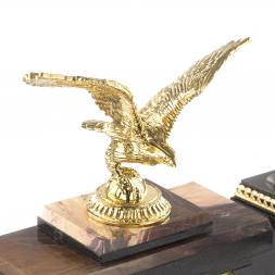 Настольный набор "Парящий орел" из яшмы и бронзы