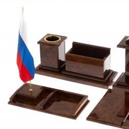 Письменный набор "Золотой" из коричневого обсидиана