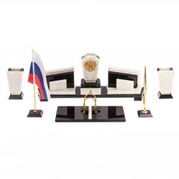 Настольный прибор с гербом РФ "Бюрократ" из мрамора