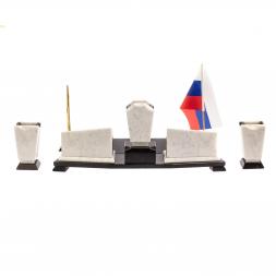 Настольный прибор с гербом РФ "Бюрократ" из мрамора