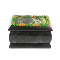 Шкатулка "Хозяйка медной горы" змеевик каменная крошка 10х6,5х6 см