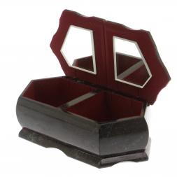 Шкатулка "Хозяйка медной горы / Утро в сосновом лесу" 20х10х7,5 см черный змеевик