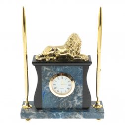 Настольные часы "Лев" из лазурита