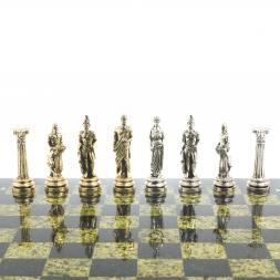 Шахматы "Атлас" доска 44х44 см змеевик фигуры металлические