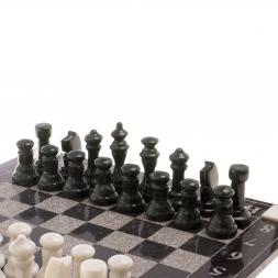 Шахматы с гравировкой "Турнирные" доска 36х36 см белый мрамор, змеевик