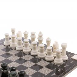 Шахматы с гравировкой "Турнирные" доска 36х36 см белый мрамор, змеевик