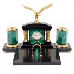 Настольный набор из натурального малахита "Орел"