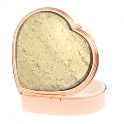 Таблетница "Сердце" на 3 отделения камень пирит цвет красное золото