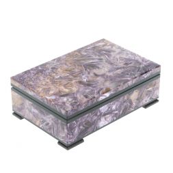 Шкатулка из камня чароит экстра с иризацией 12х8х4 см