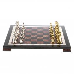 Шахматы из камня "Стаунтон" доска 40х40 см лемезит фигуры металл