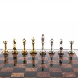 Шахматы из камня "Стаунтон" доска 40х40 см лемезит фигуры металл