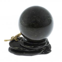 Композиция с шаром 6 см "Ящерица на скале" из змеевика