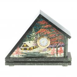 Часы с рисунком "Домик" змеевик