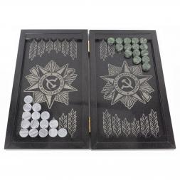 Нарды из камня "Отечественная война / Герб" габбро-диабаз