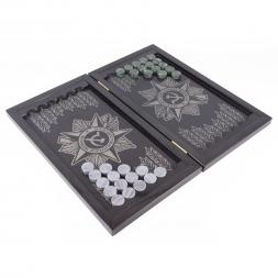 Нарды из камня "Отечественная война / Герб" габбро-диабаз