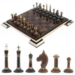 Шахматы из камня обсидиан "Классические" доска 40х40 см