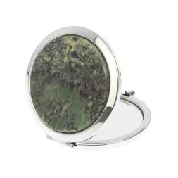 Зеркало круглое из камня офит цвет серебро