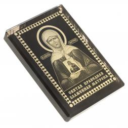 Икона в машину "Св. Матрона Московская" обсидиан 2,5х3,5 см