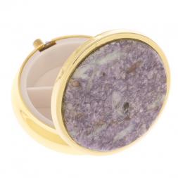 Таблетница на 3 отделения камень лепидолит золото