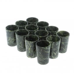 Водочный набор 12 стопок на подносе из змеевика