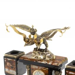 Настольный набор "Двуглавый орел" камень яшма бронза