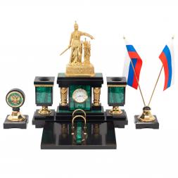 Настольный набор "Россия" малахит и долерит