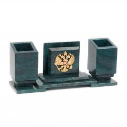 Письменный мини-набор "Герб Российской Федерации" камень змеевик