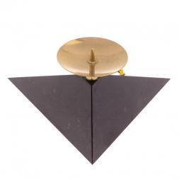 Подсвечник треугольный "Ящерица на горке" круглая из черного змеевика