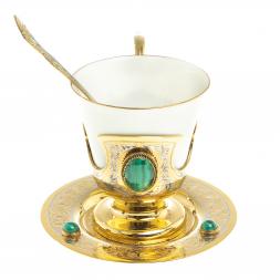 Кофейная пара "Малахитовая" 200 мл Златоуст