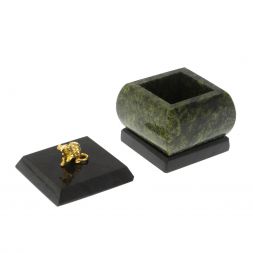 Шкатулка "Мышка" из змеевика 4,5х4,5х6 см