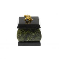 Шкатулка "Мышка" из змеевика 4,5х4,5х6 см