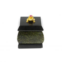 Шкатулка " Лягушка" из змеевика 4,5х4,5х6 см