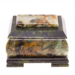 Шкатулка из офиокальцита 10х6,5х6,7 см