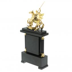 Часы из малахита "Георгий Победоносец" бронза