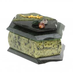 Шкатулка из змеевика 14х9х7 см