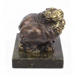 Статуэтка "Пара бегемотов средние" бронза змеевик